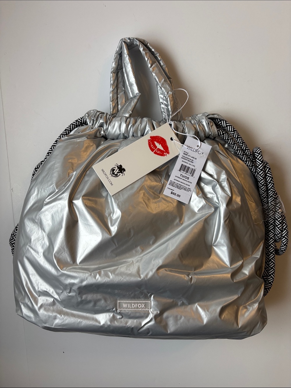 Wildfox Silver Puffer Drawstring Backpack - Picture 3 of 15